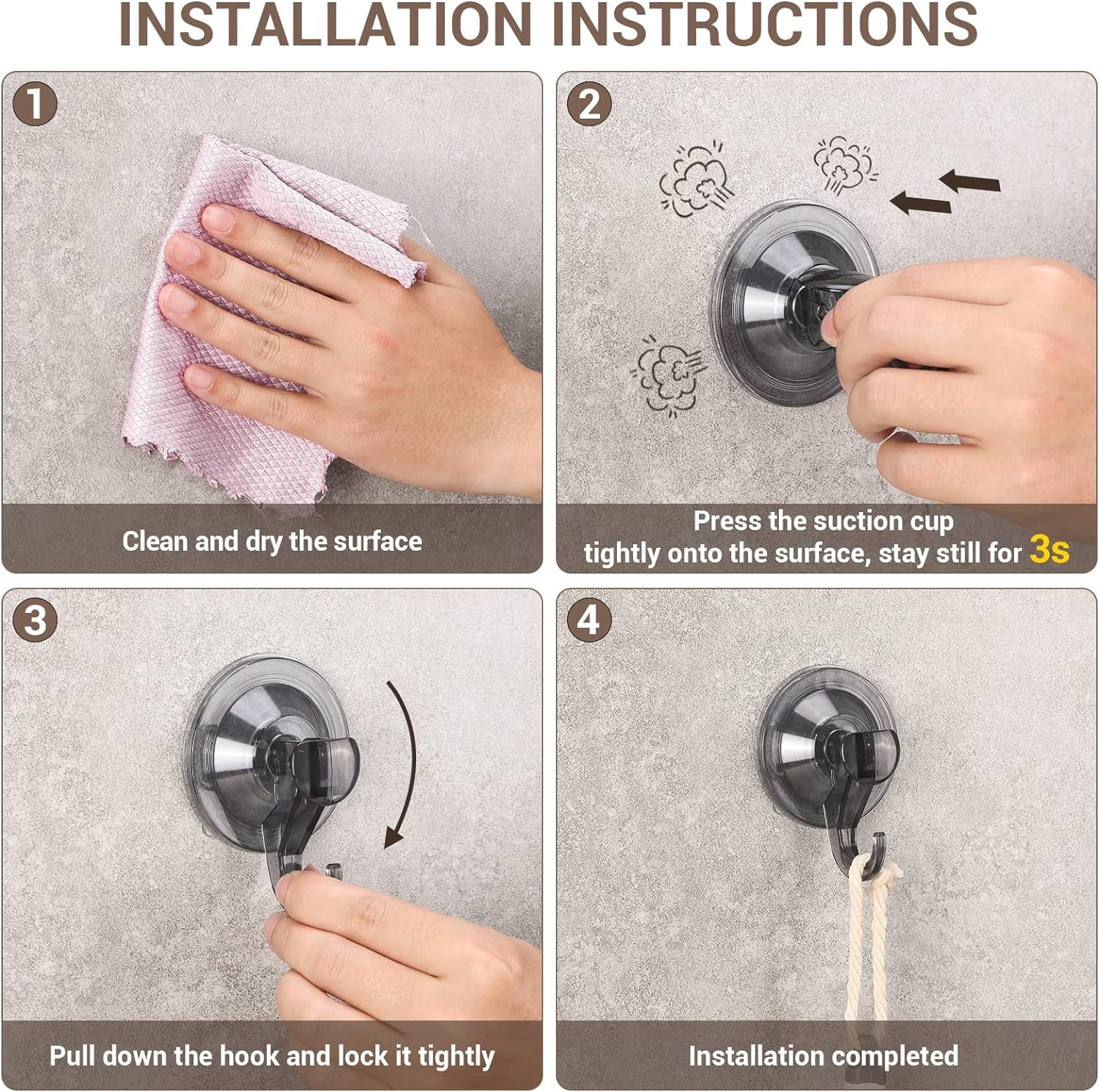 Amazon.co.jp: 強力 吸盤フック 真空 2個入り 耐荷重3kg 壁掛けフック